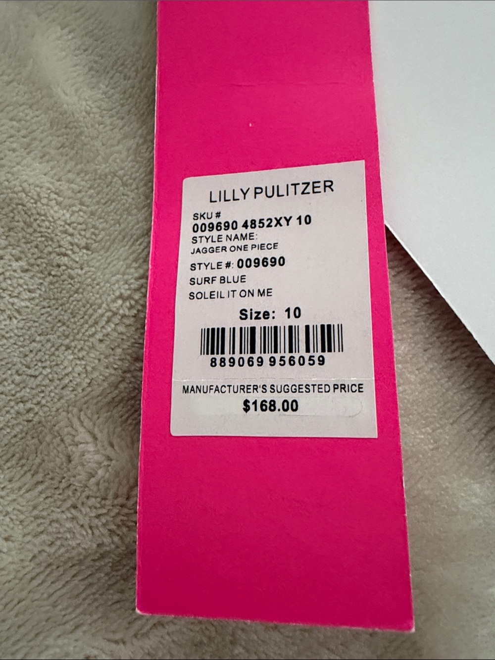 NWT Lilly Pulitzer Jagger One Piece Swimsuit Surf Blue Soleil It On Me Size 10 - Picture 2 of 2